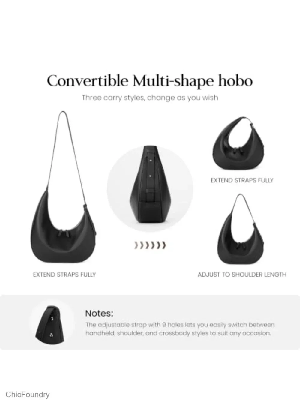 Genuine Leather Slouchy Hobo Bag Crossbody Purse Women Adjustable Strap